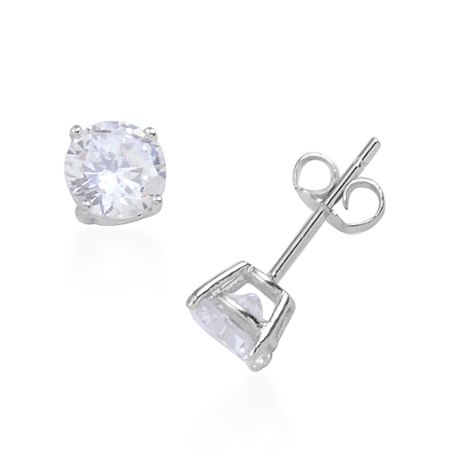 Simulated Diamond Set of 2 Earrings in Sterling Silver Nickel Free TGW ...