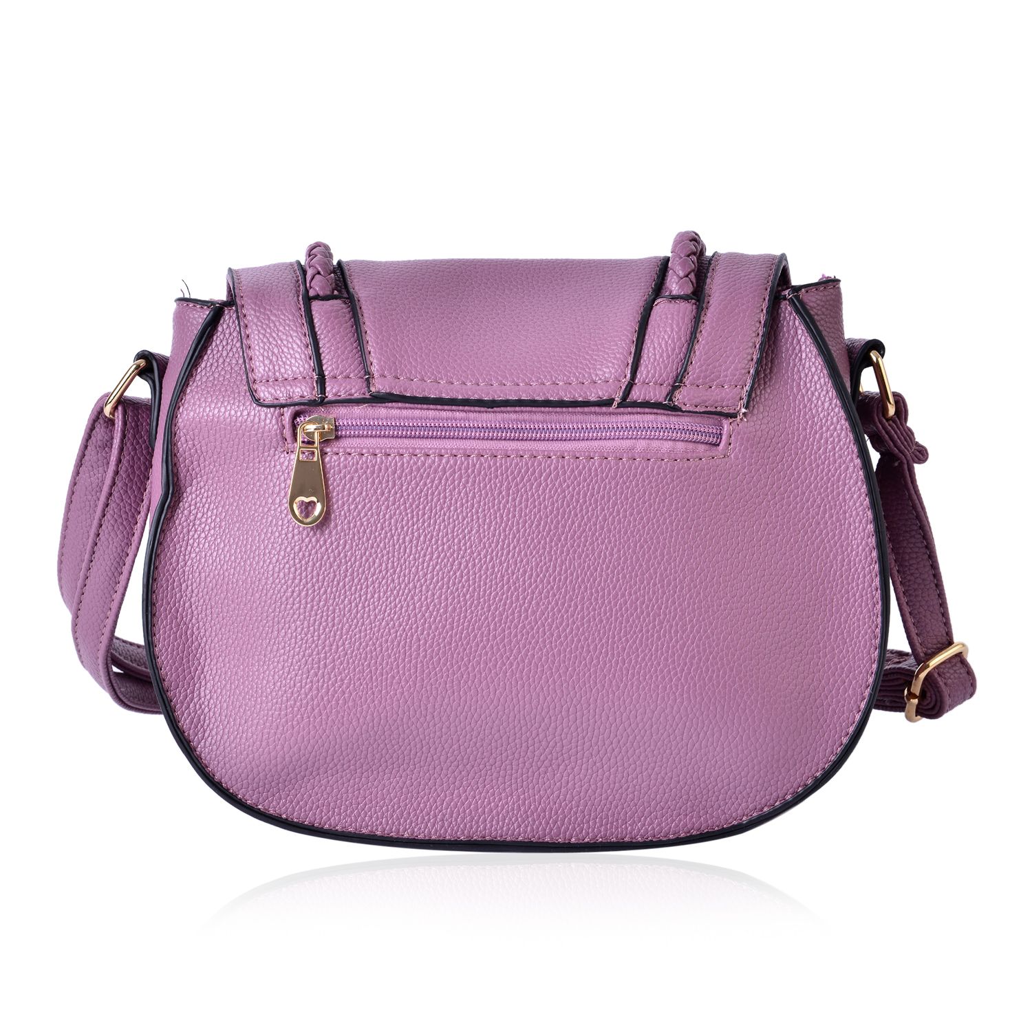 Purple Faux Leather Crossbody Bag with Tassel (10.5x3.5x9 in)