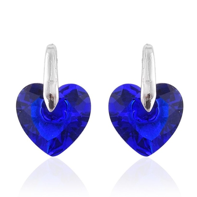 Blue Glass, Simulated White Diamond Silvertone Earrings and Ring (Size ...